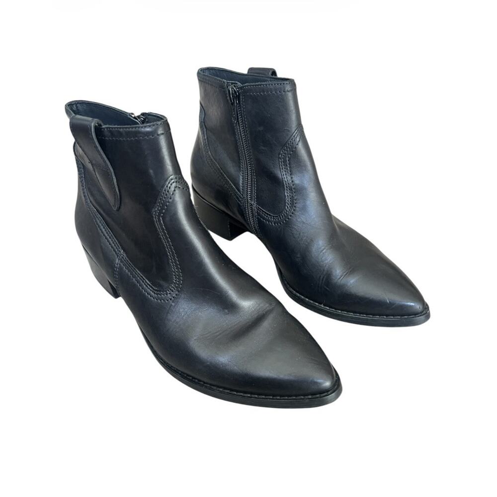 Paul Green Niche Black Leather Pointed Ankle Boots 8